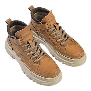 海澜之家男鞋2025新款马丁靴男款秋季厚底增高男靴英伦风低帮靴子