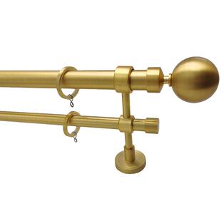 定制轻奢风挂钩帘28罗马杆圆球款铜拉丝金色短闷头窗帘杆新款静音