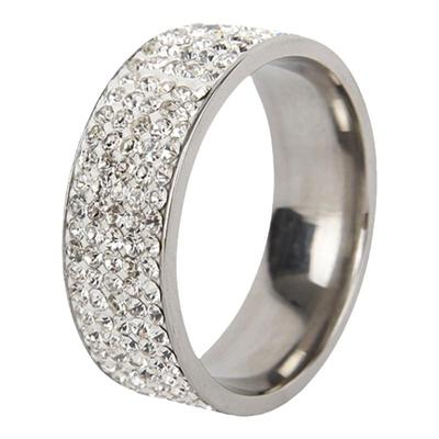 钛钢不掉色满钻戒指配饰