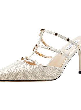 NineWest/玖熙尖头铆钉穆勒鞋