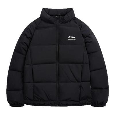 李宁儿童羽绒服男款宽松黑色外套