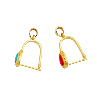 S925纯银仿松石古法金平安扣DIY翡翠吊坠扣头夹扣玉环扣平安扣