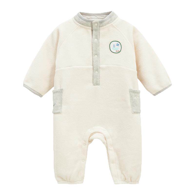 whitewheat儿童2025秋季新款爬服婴幼儿男女宝休闲厚摇粒绒连体衣