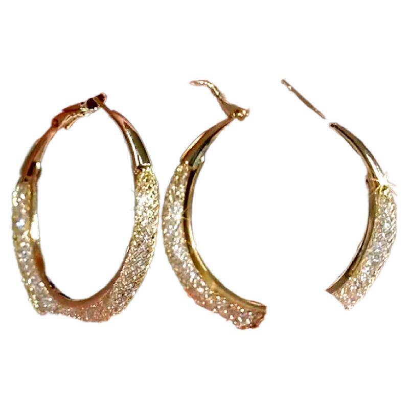 精致高级感大圈圈网状水晶耳圈2024年新款独特设计大耳环春夏款