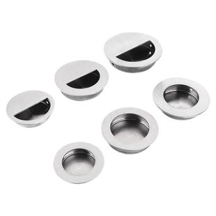 榻榻米圆形银色拉手内嵌隐形旋转嵌入式暗装扣手抽屉柜门明装把手