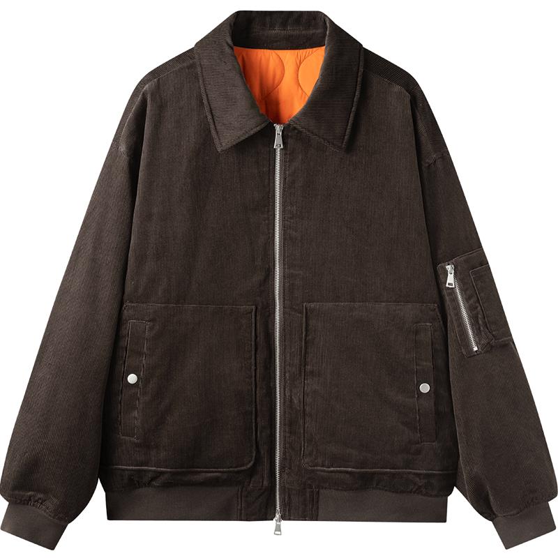 森马灯芯绒外套飞行员夹克棉服男