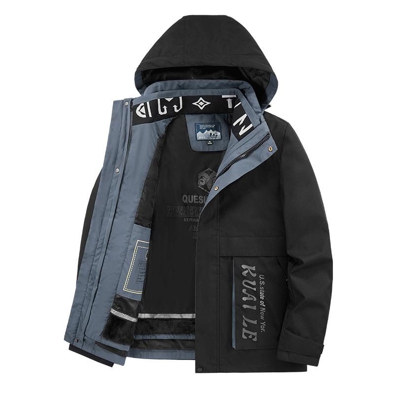 秋冬装外套男加大码加厚工装棉服