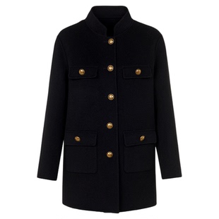 【陈德容同款 高智衣橱】朗姿纯羊毛立领毛呢外套双面呢大衣新款