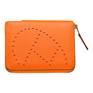 H家钱包真皮男 女短款零钱袋卡包一体EP手掌纹拉链镂空牛皮硬币包