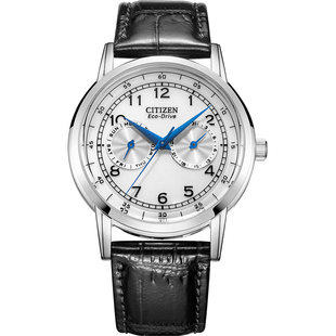 Citizen西铁城光动能牛皮网红小蓝针休闲时尚男士腕表AO9000-06B