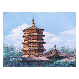 3D-JP名胜古迹建筑高难度减压平面拼图1200片山西应县木塔H3906