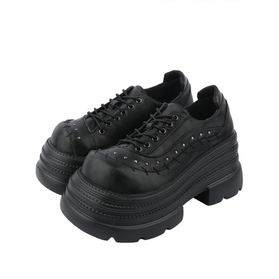 purpletiger哥特风厚底方头鞋
