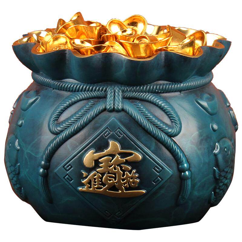日进斗金彩铜招财进宝聚宝盆摆件