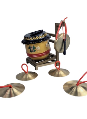 金色《南狮鼓》摆件锣鼓镲套装