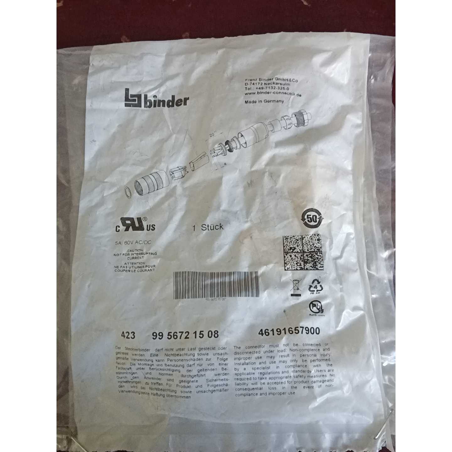 【议价-可维修】宾得 BINDER 航空伺服插头 423 99 5672 全新/二