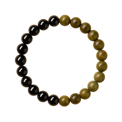 【五行缺水补水】绿檀黑曜石手串