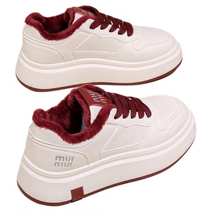 断码加绒保暖小白鞋女款2025新款秋冬季运动休闲鞋踩屎感增高板鞋