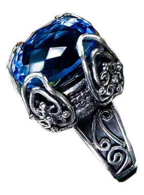 尼泊尔手工复古女纯银大戒指吊坠