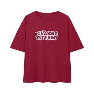 班尼路红色美式宽松短袖女2026年夏季新款纯棉上衣小个子运动t恤Q