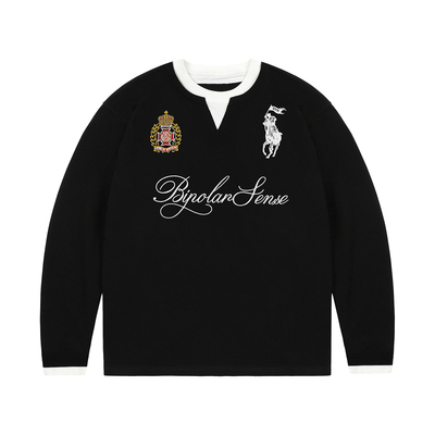 BIPOLAR假两件亨利领长袖T恤