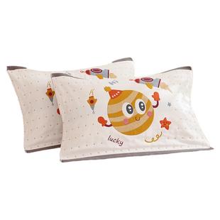 八层纯棉纱布枕巾绑带款成人加厚单人全棉枕头巾防滑不脱落一对装