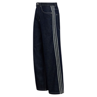 Adidas阿迪达斯三叶草男子运动纯棉牛仔长裤阔腿裤KS6845/KS6916