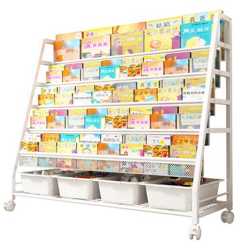 儿童书架绘本架一体幼儿园宝宝简易置物架落地书柜家用玩具收纳架