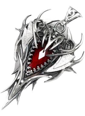 纯银红色石英镶嵌项链精灵梦幻