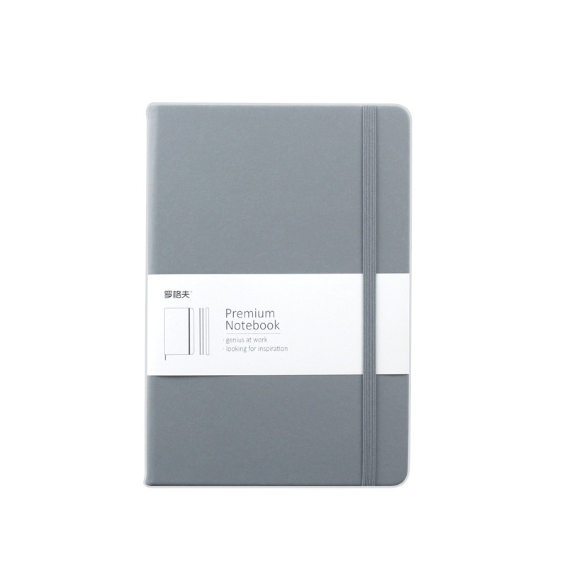 高级冷灰色A5硬面笔记本高颜值钢笔用记事本硬壳面绑带本定制LOGO