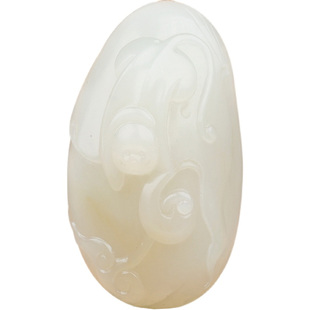 苏工原石和田白玉猴子长寿独籽吊坠苏工雕刻挂件男士女款项链收藏