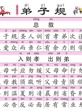 正版弟子规挂图 大字注音版识字挂图送弟子规书 宝宝识字认知挂图8张 识字指读拼音挂图启蒙墙贴挂图弟子规