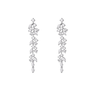 JXRX长款树叶流苏耳环女2025新款爆款耳钉轻奢高级感春天银针耳饰