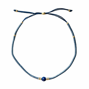 VIKIKO【平安】串珠小众设计天然青金石墨兰色小珠串女生细小手链