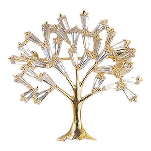 闪亮设计感生命树胸针男女教师礼物开衫衣服别针高档西装胸花饰品