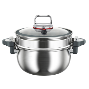 316L不锈钢微压汤锅防爆高压锅新款多功能双耳炖煮锅电磁炉压力锅