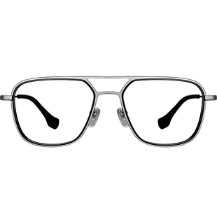 超轻纯钛眼镜男黑色商务双梁镜框小众设计师款近视可配度数眼镜架
