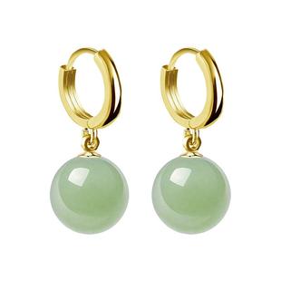 和田玉耳环高级感翡翠原石碧玉耳钉玉髓玉石耳坠冰种耳饰生日礼物