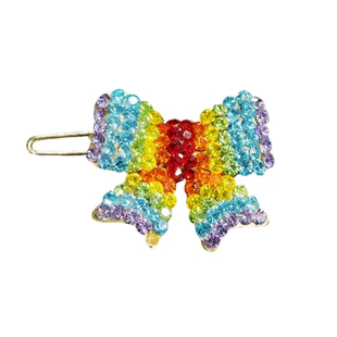 米龙原创设计金色蝴蝶结水钻碎发蛙扣发饰女时尚百搭闪亮发夹头饰