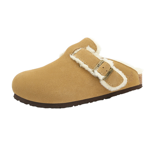 UBZ 加绒防水毛绒勃肯拖鞋女外穿2026年秋冬新款一脚蹬包头棉拖鞋