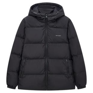 快鱼简约男士羽绒服2025冬新款连帽款外套百搭加厚保暖防寒上衣