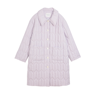 BLANK LABEL麦穗纹绗缝羽绒服女2025冬季新款白鸭绒保暖中长外套