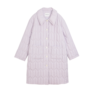 中长款麦穗纹绗缝羽绒服外套女