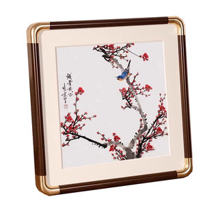 新中式圆角画框仿铜角相框材料挂墙实木定制任意尺寸字画装裱高级