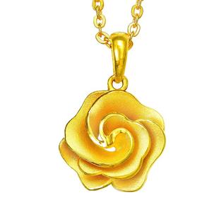 周生生幸福花语玫瑰花黄金吊坠足金挂坠金饰72931P计价