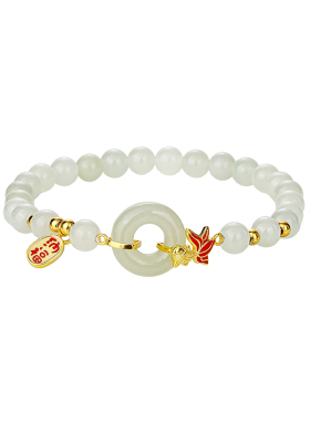 和田玉锦鲤平安扣手链女款