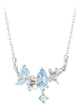 VIVIWELL蓝蝶飞舞纯银蝴蝶项链