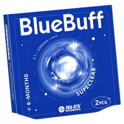 海昌隐形眼镜半年抛蓝buff2片水凝胶透明含水近视官方旗舰店正品