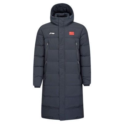 李宁带国旗的长款羽绒服