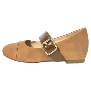 三卷sanjuan法式通勤复古圆头新款一字带平底内增高浅口单鞋绒面