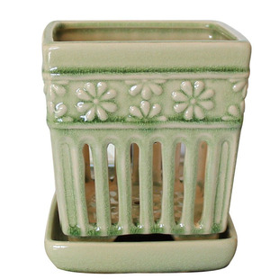 满2个包邮手工镂空兰花盆陶瓷兰花专用盆精品透气蝴蝶方形兰花盆